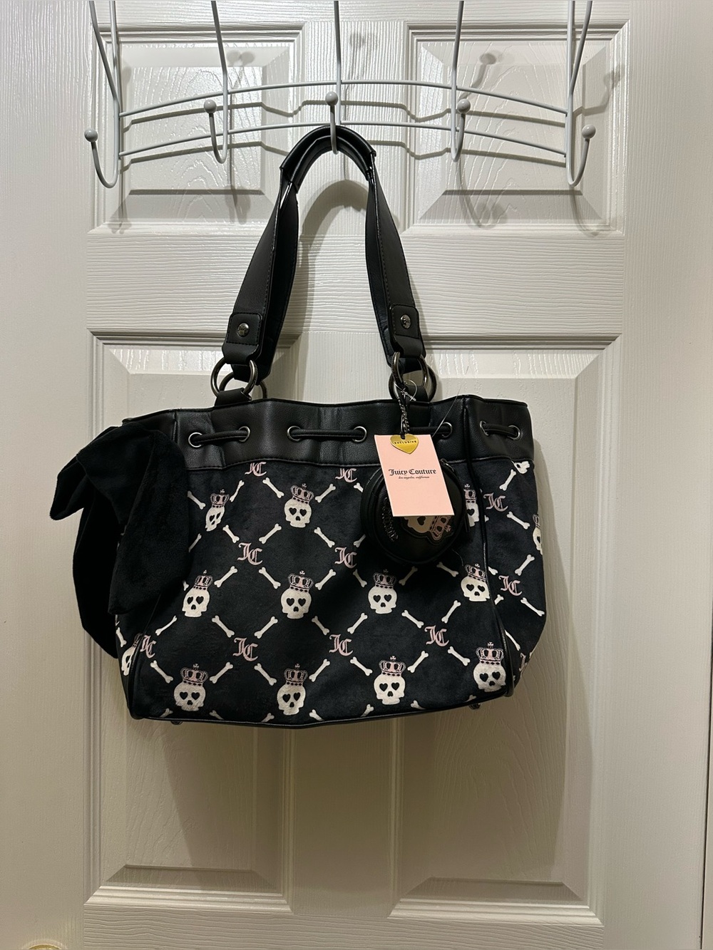 Rare NWT Juicy Couture Black Pink Haunted Couture Skull Daydreamer Tote Bag Y2k